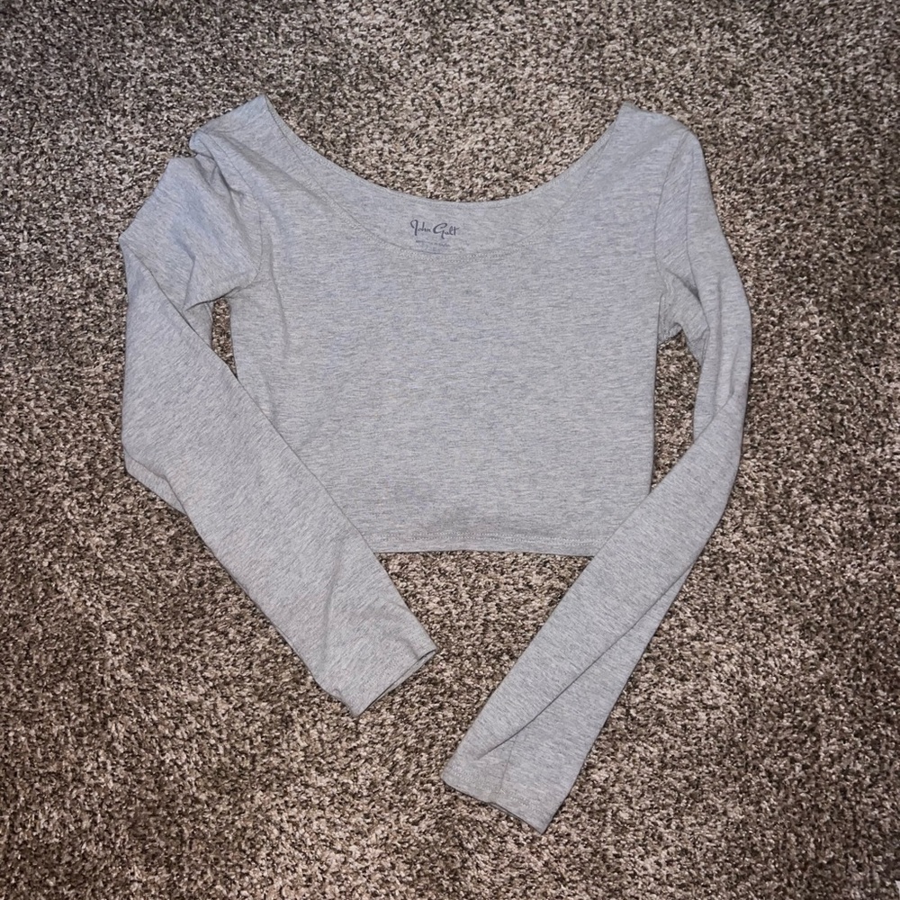 Brandy Melville Grey Fitted Long Sleeve Crop Top